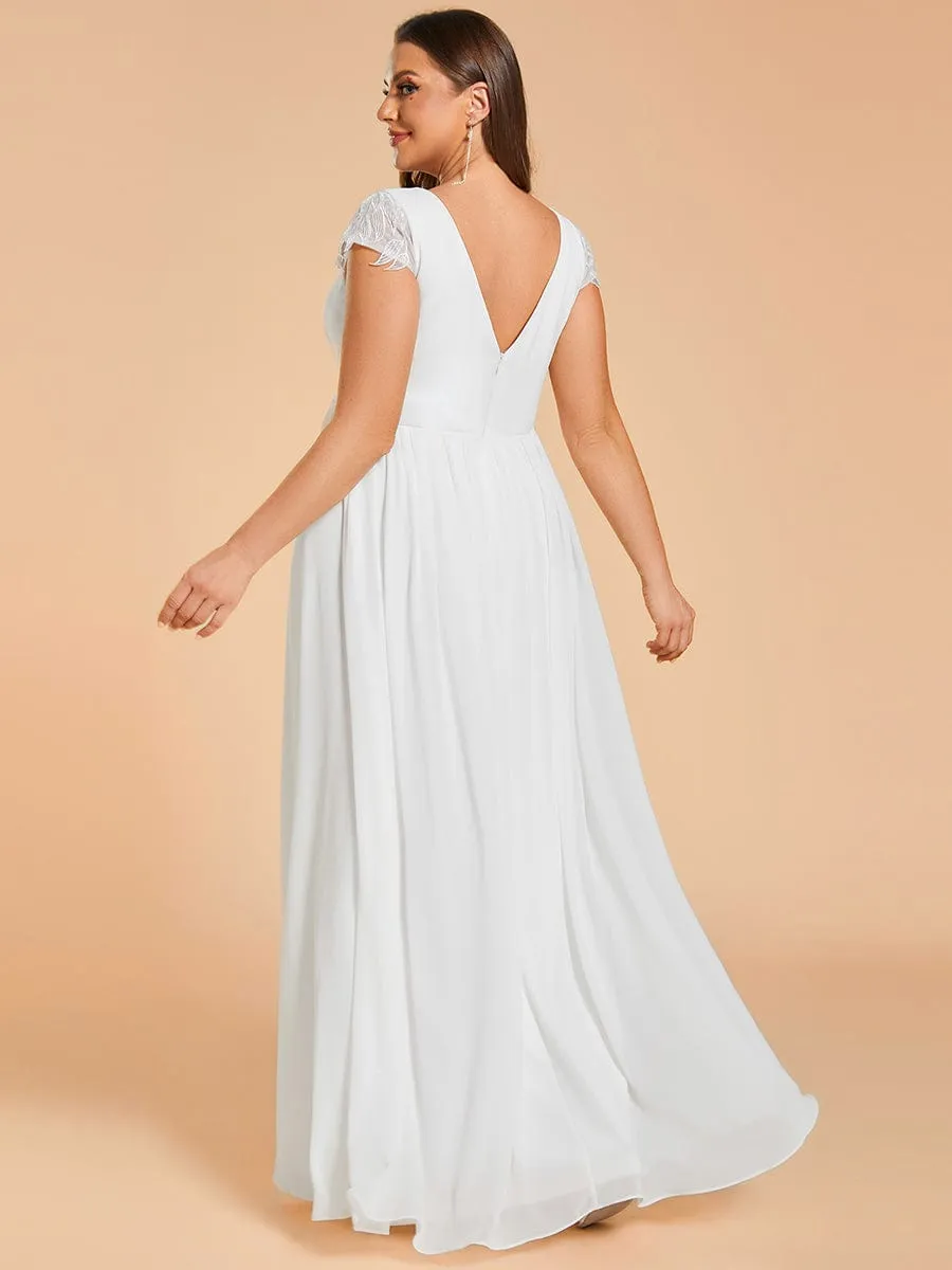 Plus Size Sleeveless V-Neck Chiffon Wedding Dresses