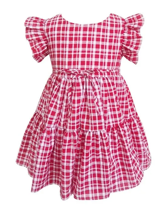 Popatu Baby & Little Girl's Red Plaid Pinafore Dress