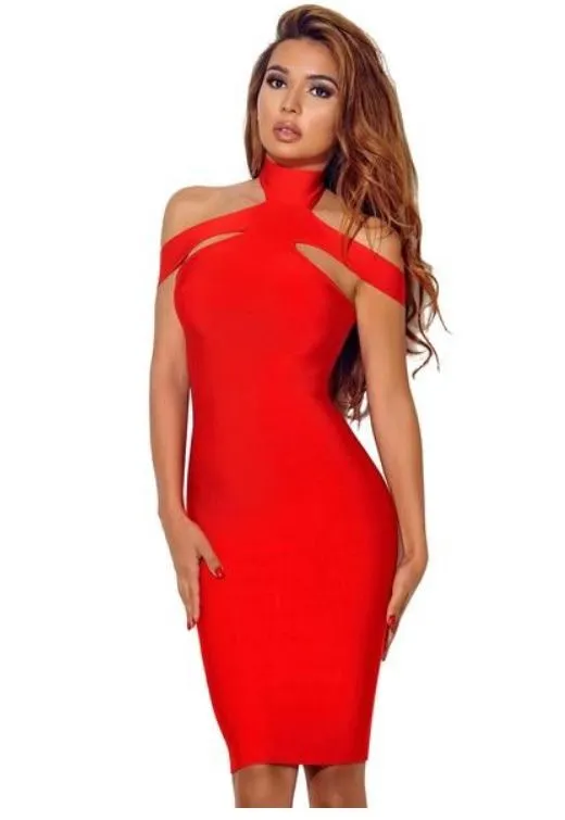 Red Hot Cutout Off The Shoulder Dress