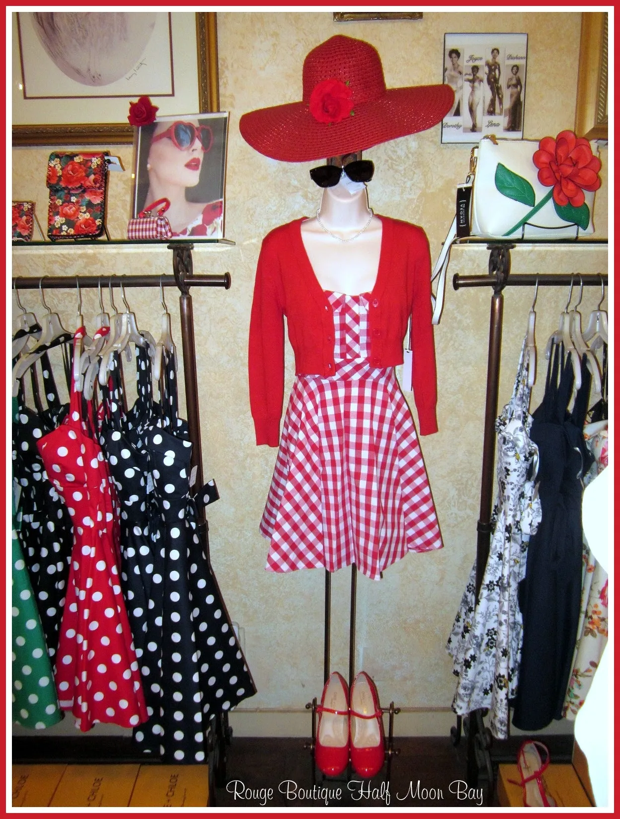 Retro Tie-back red gingham dress (short)