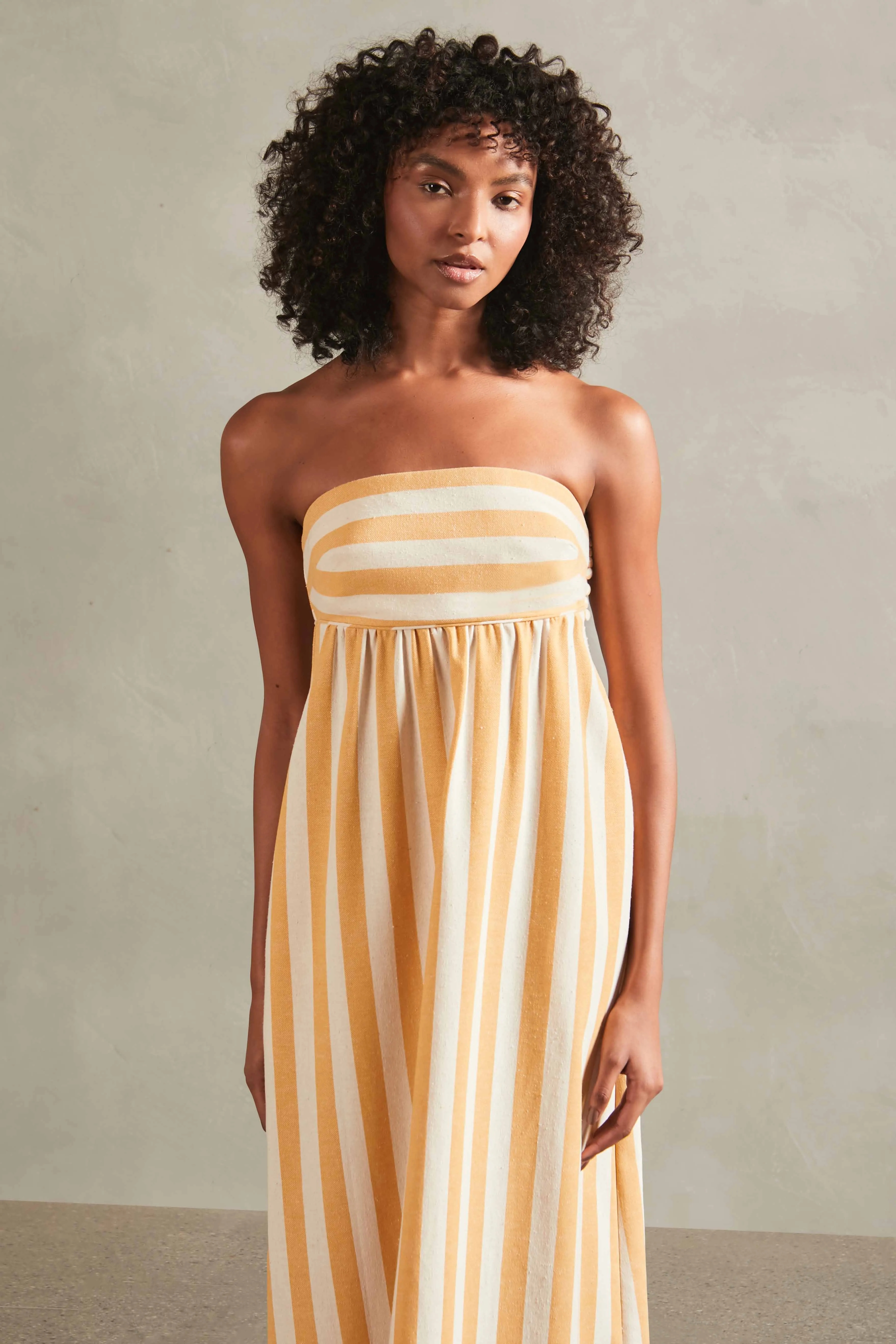 Riviera Striped Strapless Long Dress