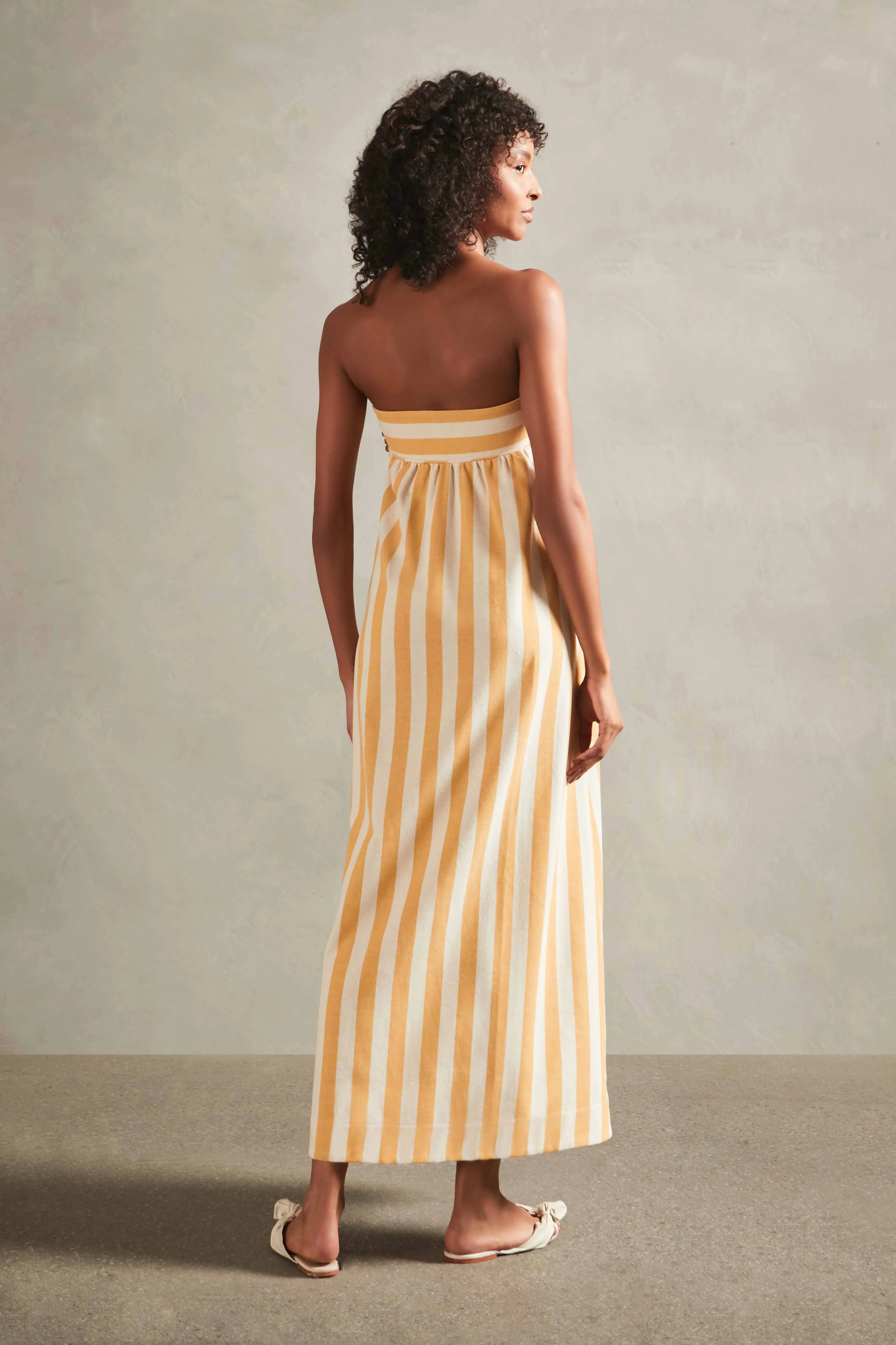 Riviera Striped Strapless Long Dress