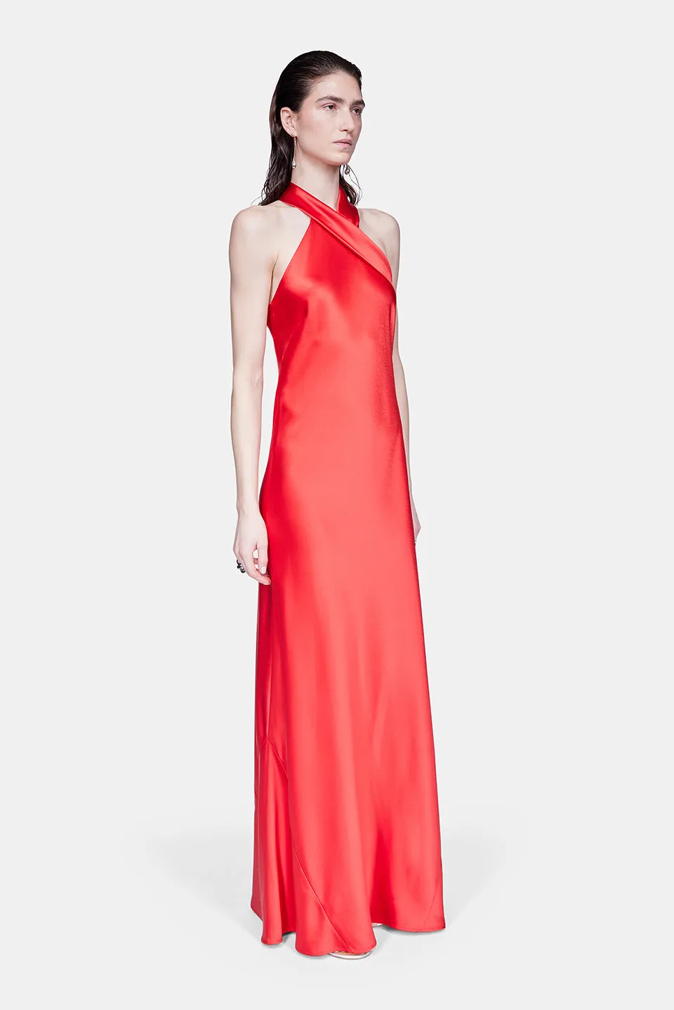 Satin Pandora Dress - Sunset Red