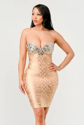 Sequins & Beads Strapless Dress