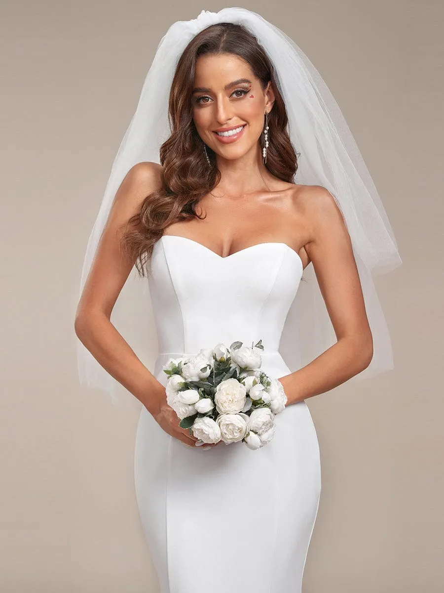 Simple Strapless Mermaid Eloping Dress for Wedding