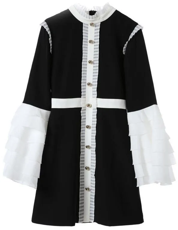 'Sincerity' Black & White Ruffle Dress