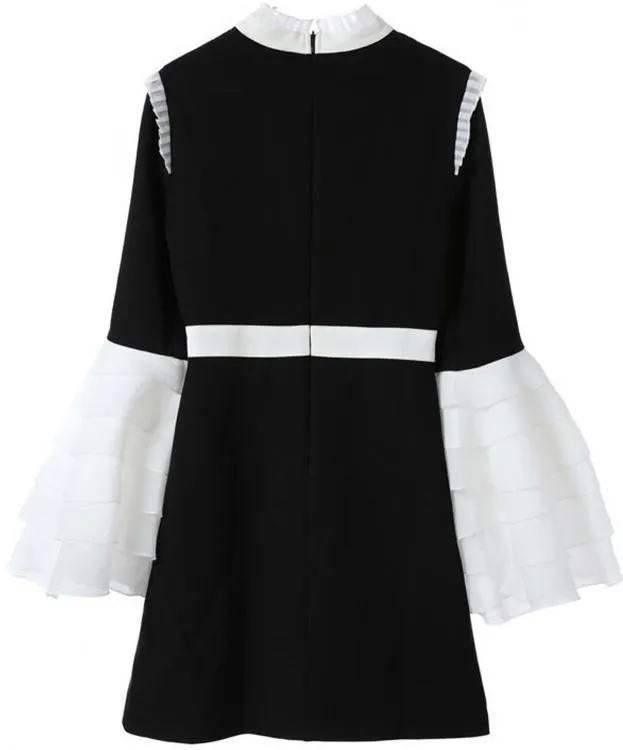 'Sincerity' Black & White Ruffle Dress