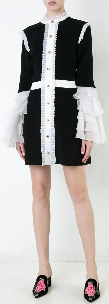 'Sincerity' Black & White Ruffle Dress