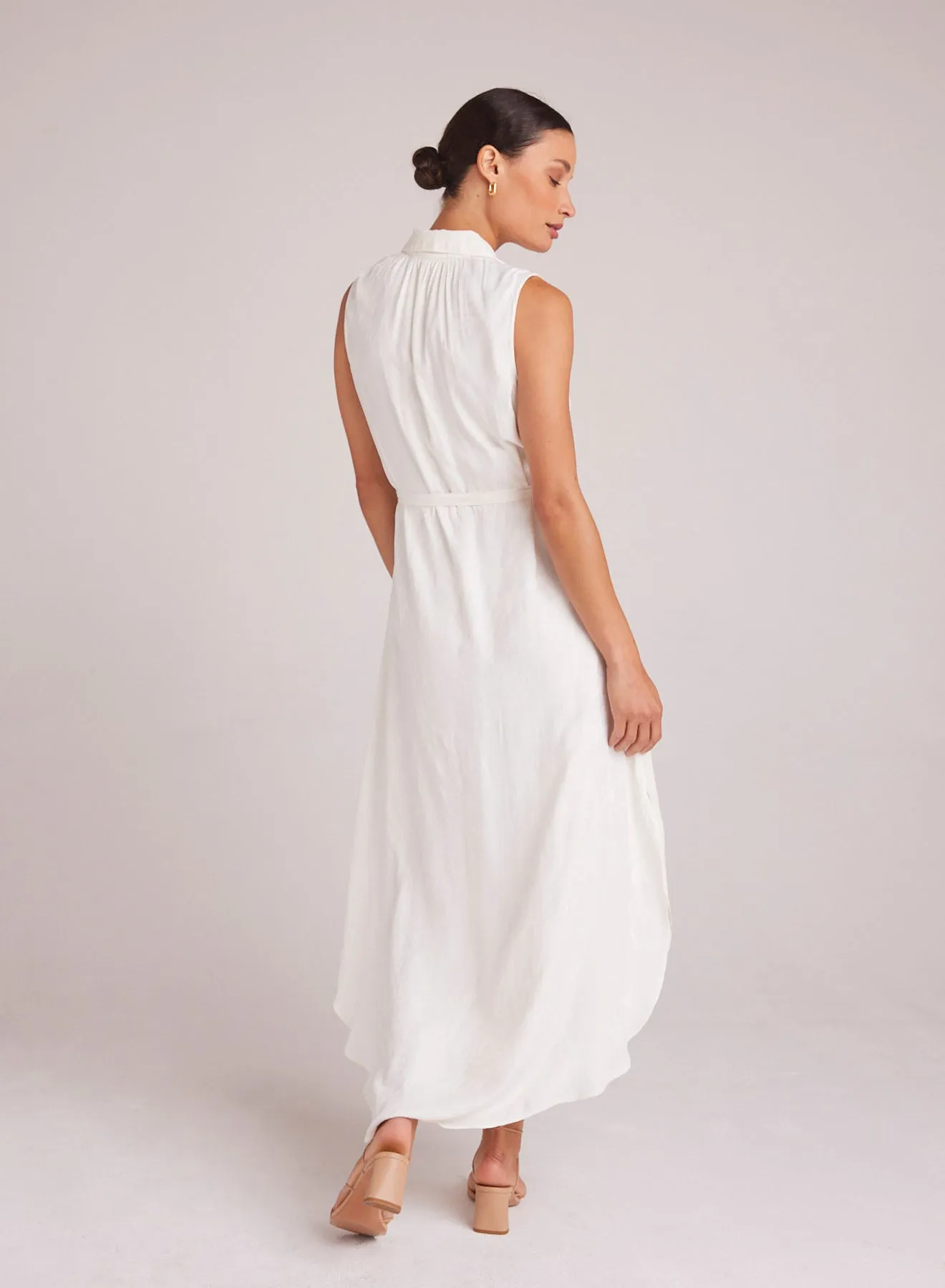 Sleeveless Shirred Maxi Dress - Off White