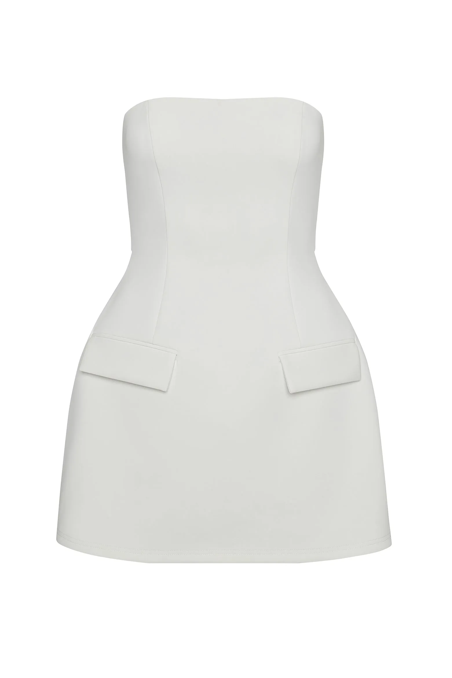 Solene Strapless Pocket Mini Dress - White