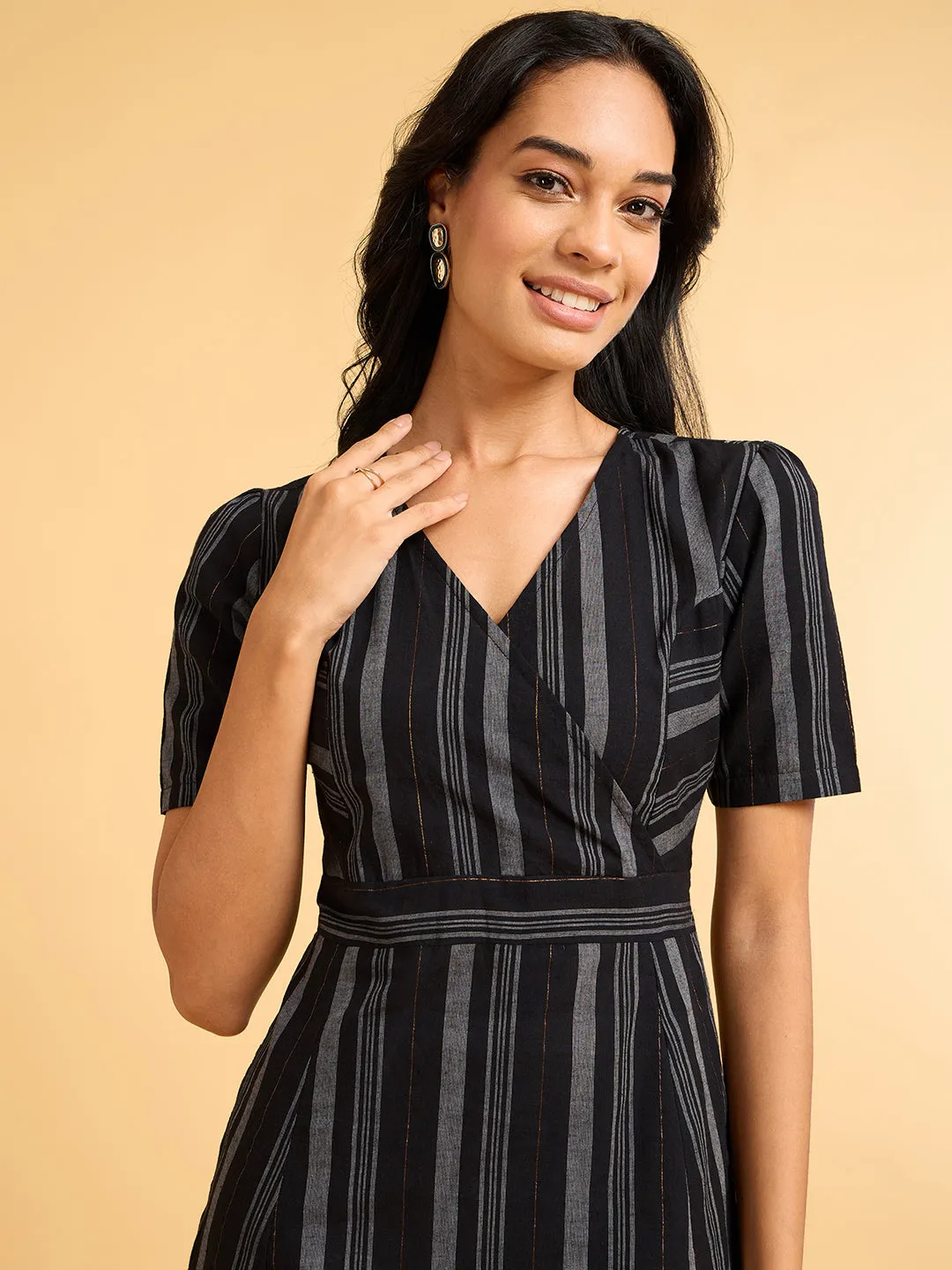 Summer Serenade Striped Black Dress