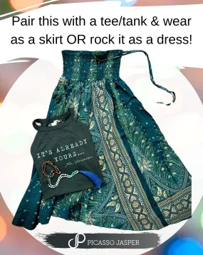 Teal Dreams, Goddess Maxi Skirt or Strapless Dress