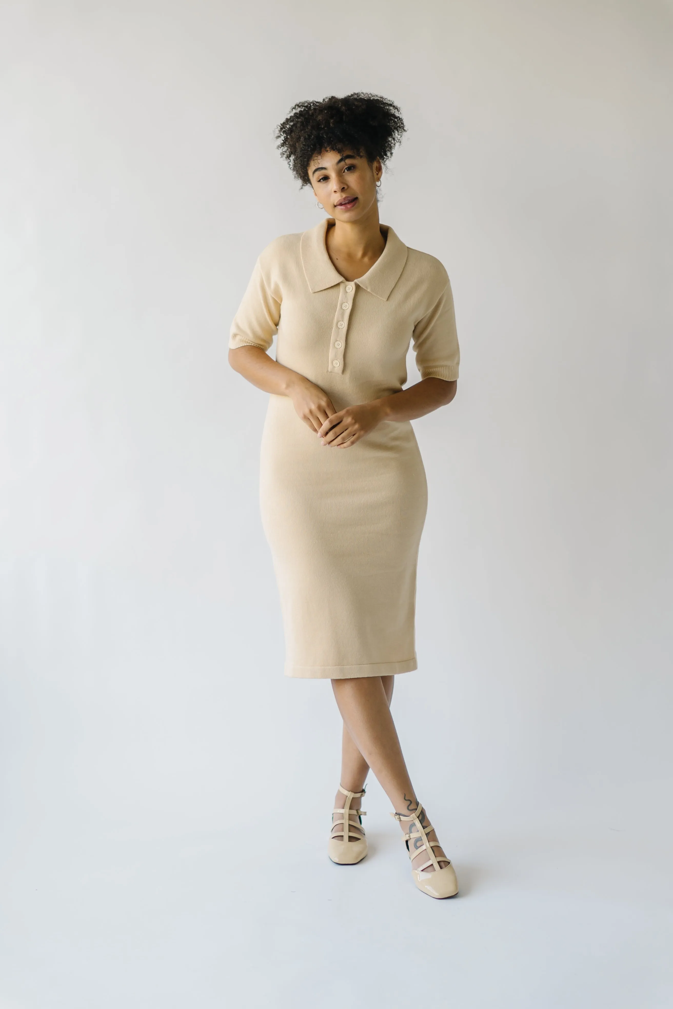 The Gowans Sweater Dress in Tan