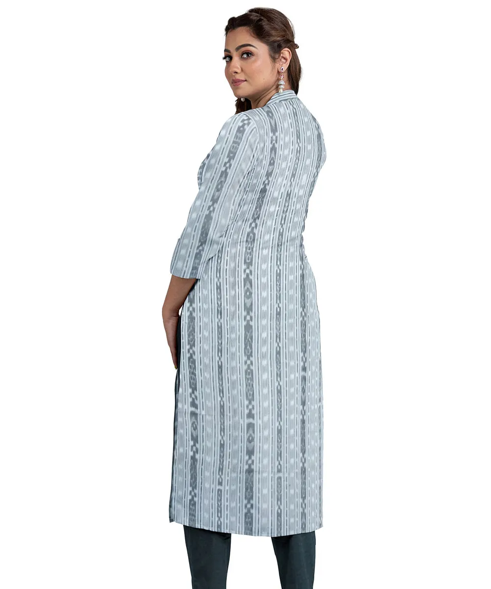 White black handwoven cotton nuapatna dress material