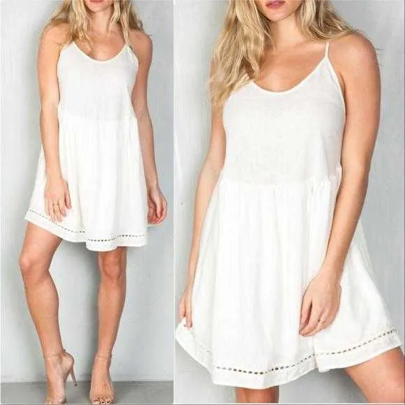 White Boho Summer Mini Dress