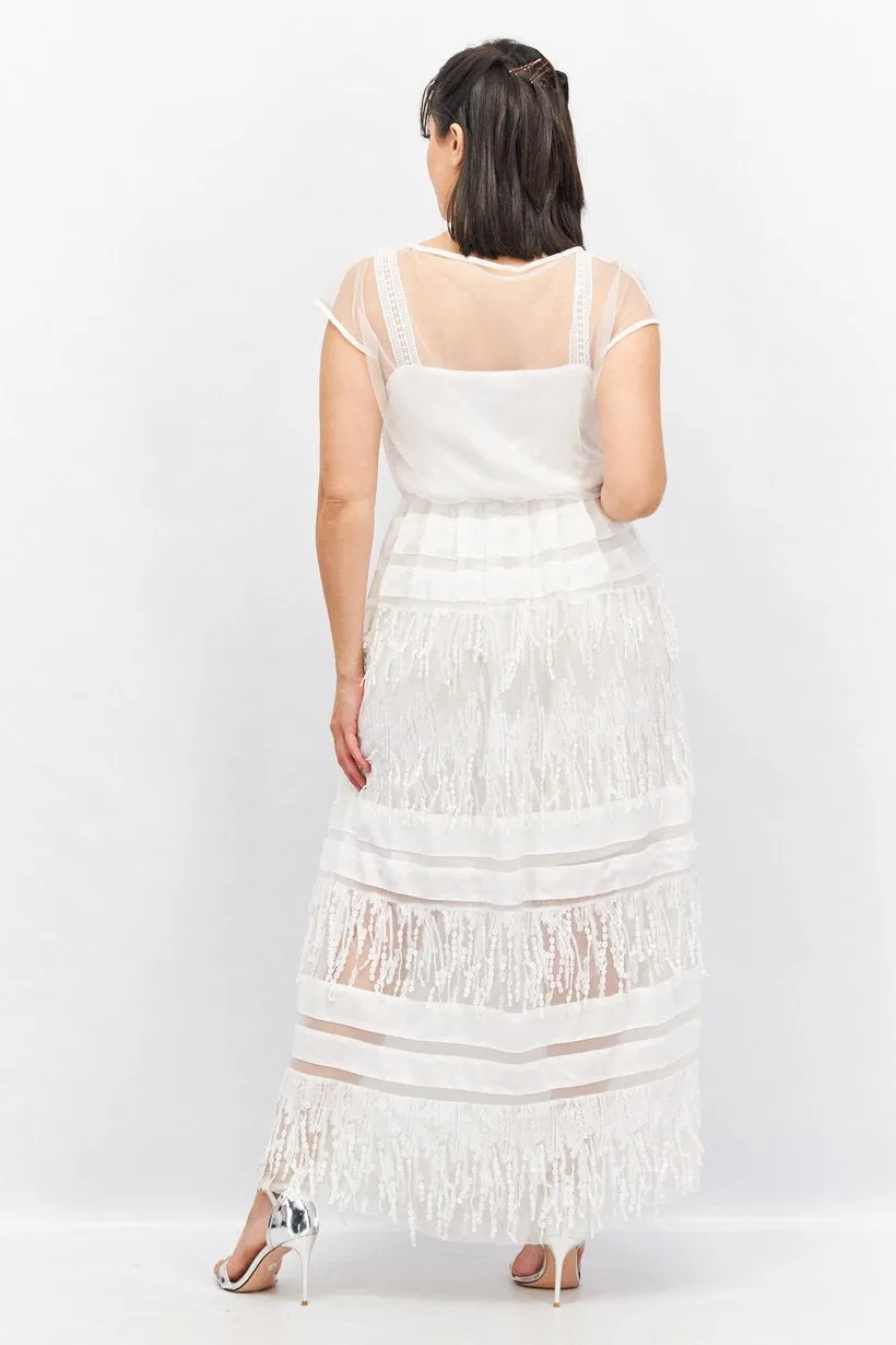 White mesh maxi dress