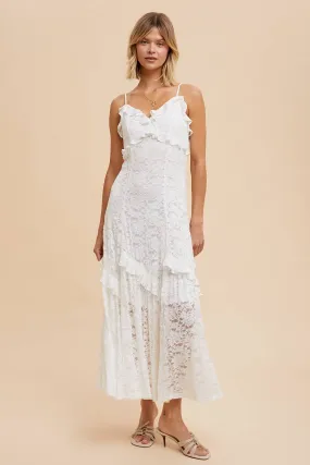 White Vintage Lace Maxi Dress