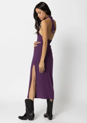 WIDE RIB HALTER CUT AWAY DRESS